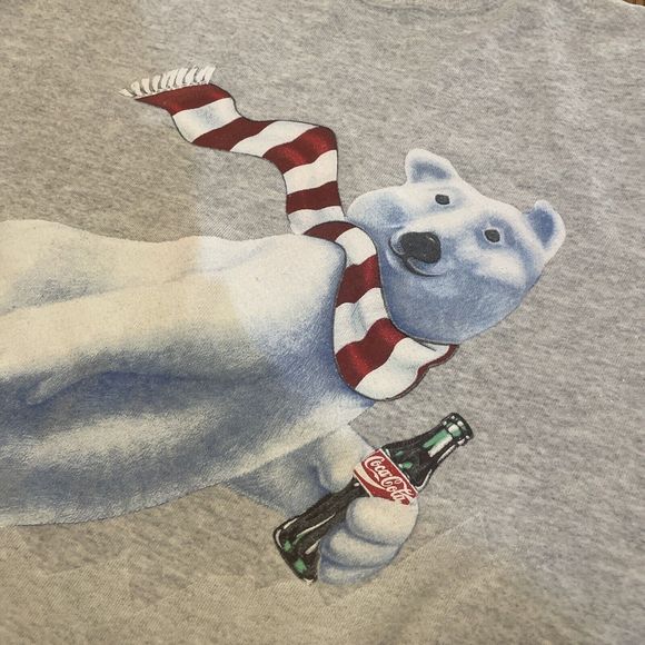 Vintage Coca Cola Polar Bear Crewneck Sweatshirt Mens M Womens XL - Picture 4 of 9